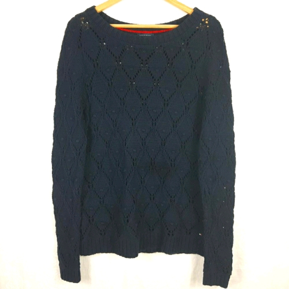 Tommy Hilfiger Navy Blue Women's Knit Sweater Beach Size Medium